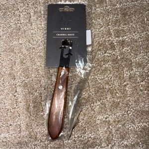 Viski Channel Knife, Citrus Zester and Orange Peeler Tool, Walnut Wood